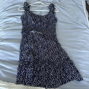 Navy Blue and White Polka Dot Dress